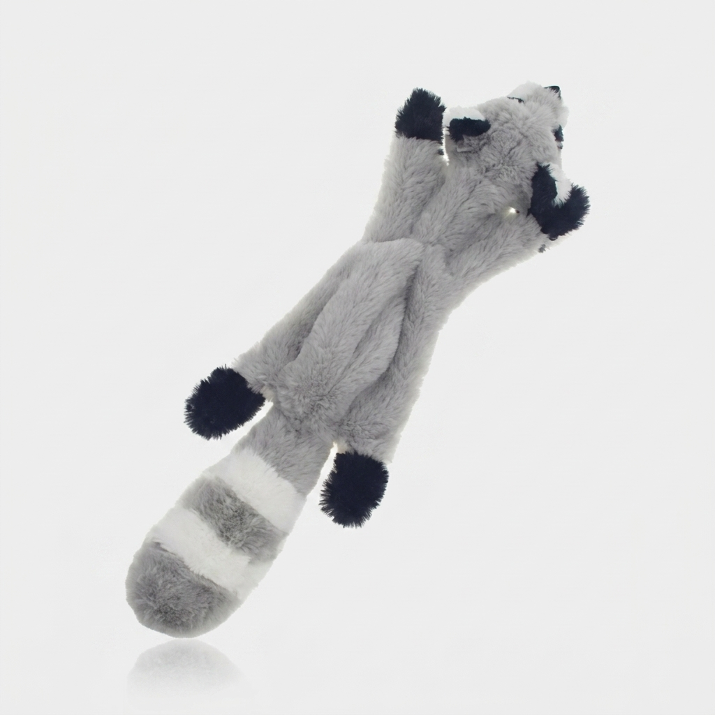 Raccoon design plush squeaky dog chew toy