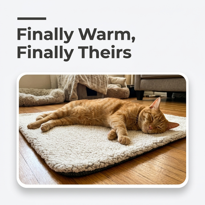 Cat resting on self-heating pet blanket - Finally Warm, Finally Theirs