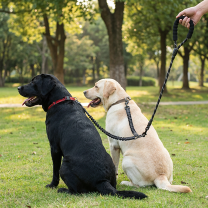 Double Dog Leash Reflective No Tangle Nylon Coupler
