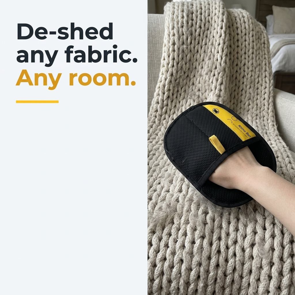 De-shed any fabric, any room - using glove on knit blanket