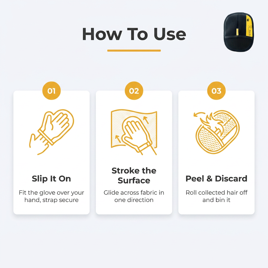 How to use: slip it on, stroke the surface, peel and discard