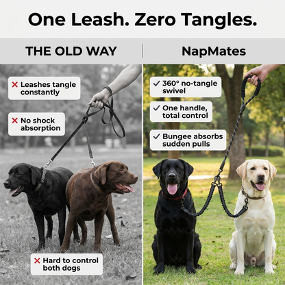 Double Dog Leash Reflective No Tangle Nylon Coupler