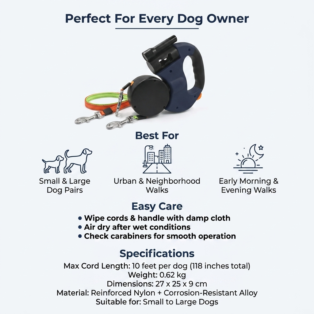 Perfect for every dog owner - best for small and large dog pairs, urban and neighborhood walks