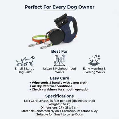 Perfect for every dog owner - best for small and large dog pairs, urban and neighborhood walks
