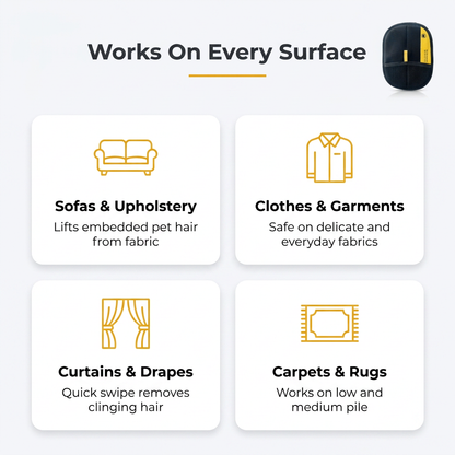 Works on every surface: sofas, clothes, curtains, carpets and rugs