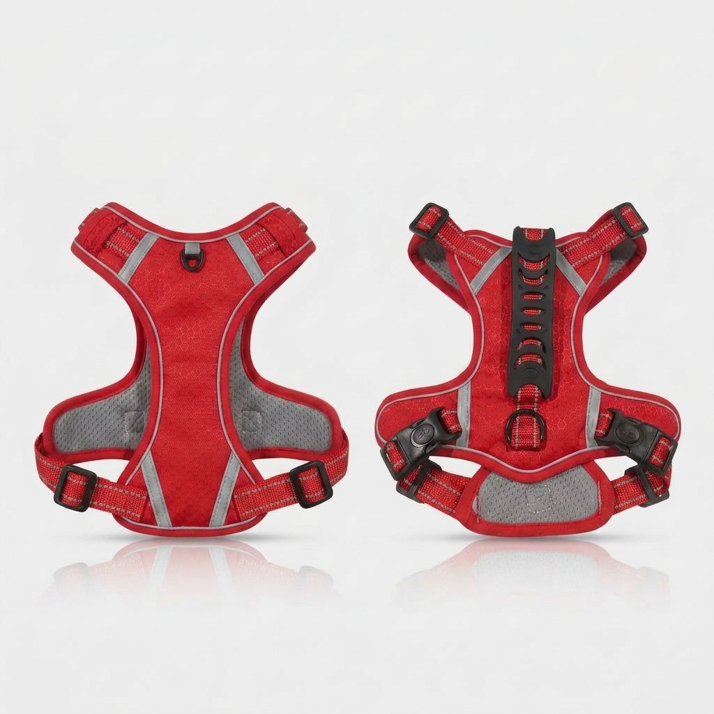 No-pull reflective dog harness in Red