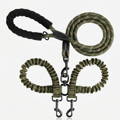 Double Dog Leash Reflective No Tangle Nylon Coupler