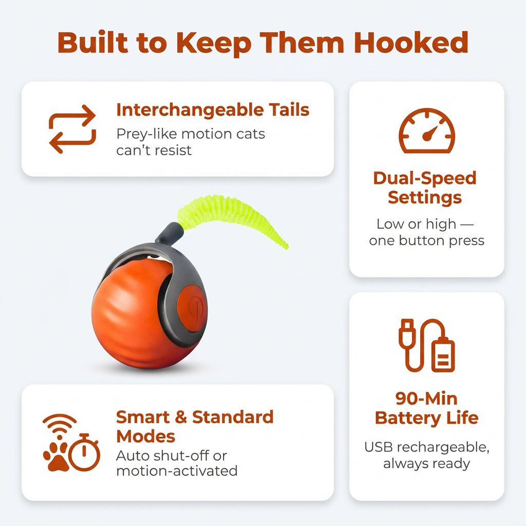 Built to keep them hooked infographic interchangeable tails dual speed
