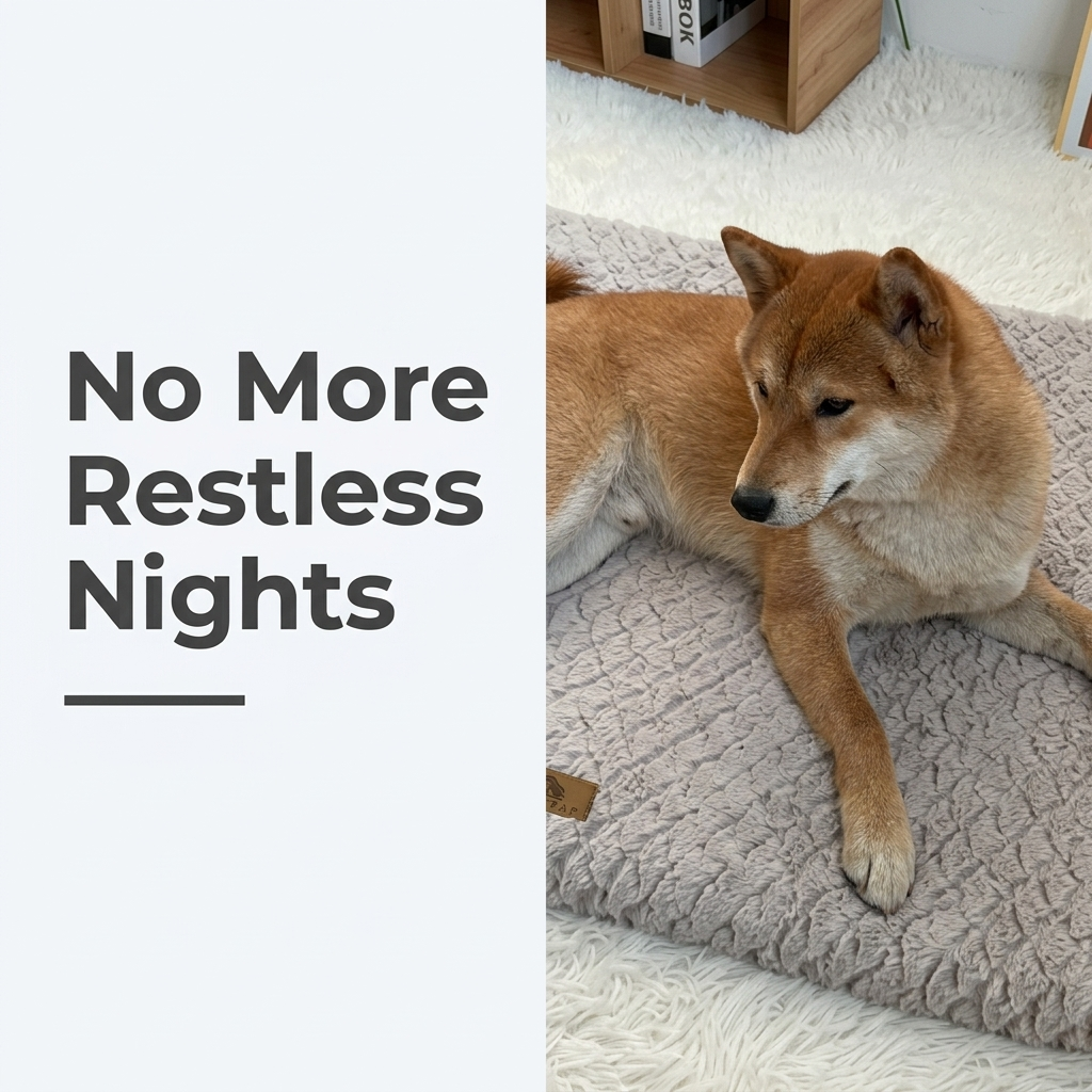 Dog resting comfortably on foam pet bed, no more restless nights