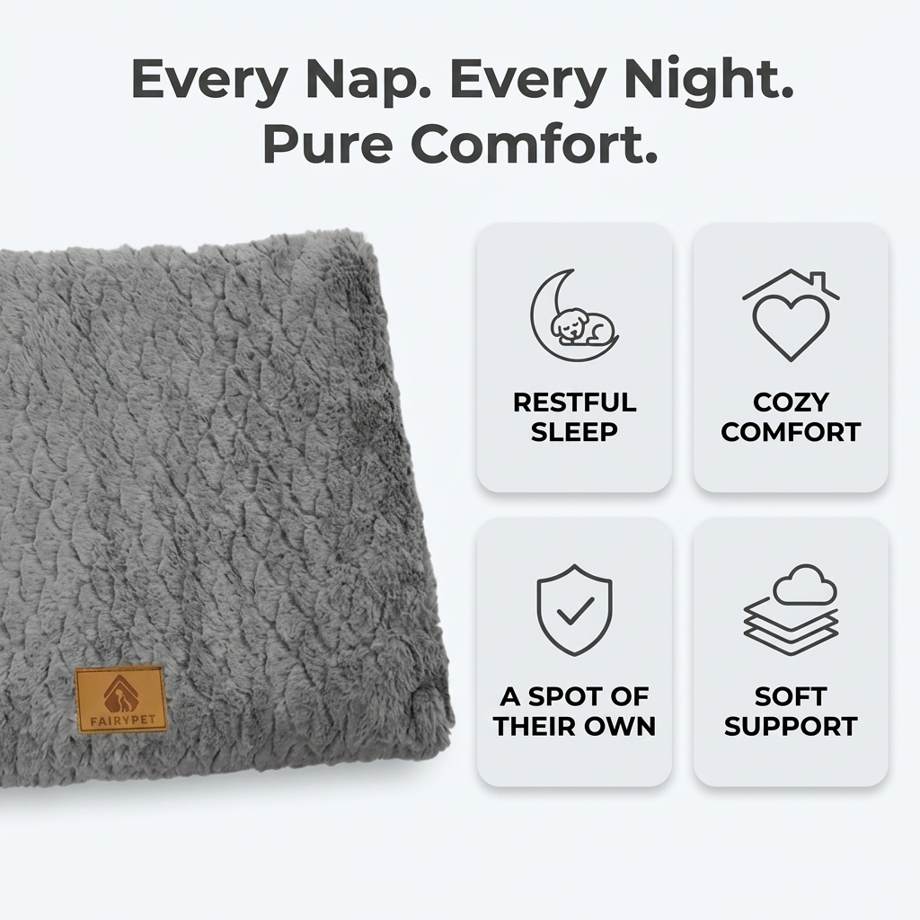 Foam pet bed comfort features: restful sleep, cozy comfort, a spot of their own, soft support