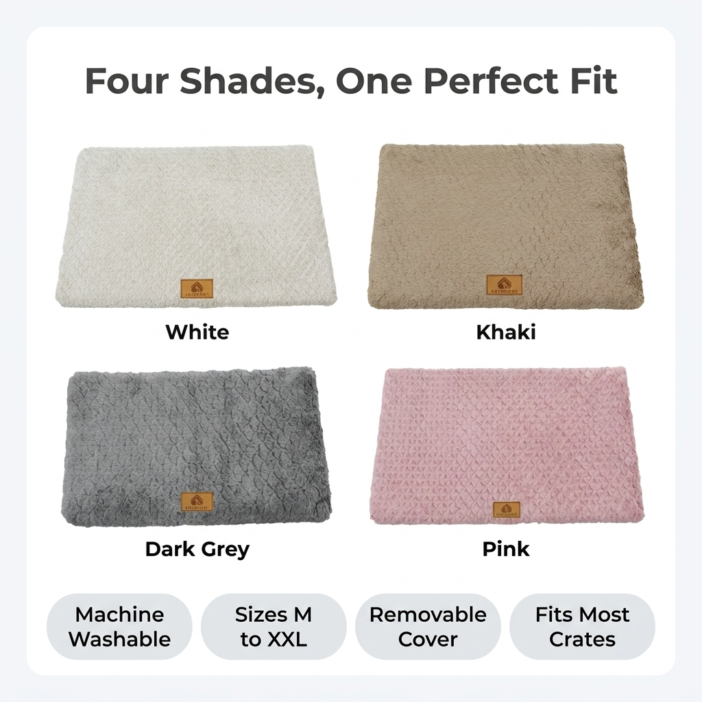 3D foam pet bed available in four colors: White, Khaki, Dark Grey, Pink