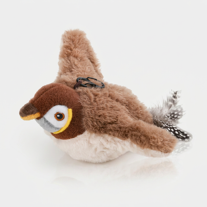 Simulated bird cat toy plush hero shot