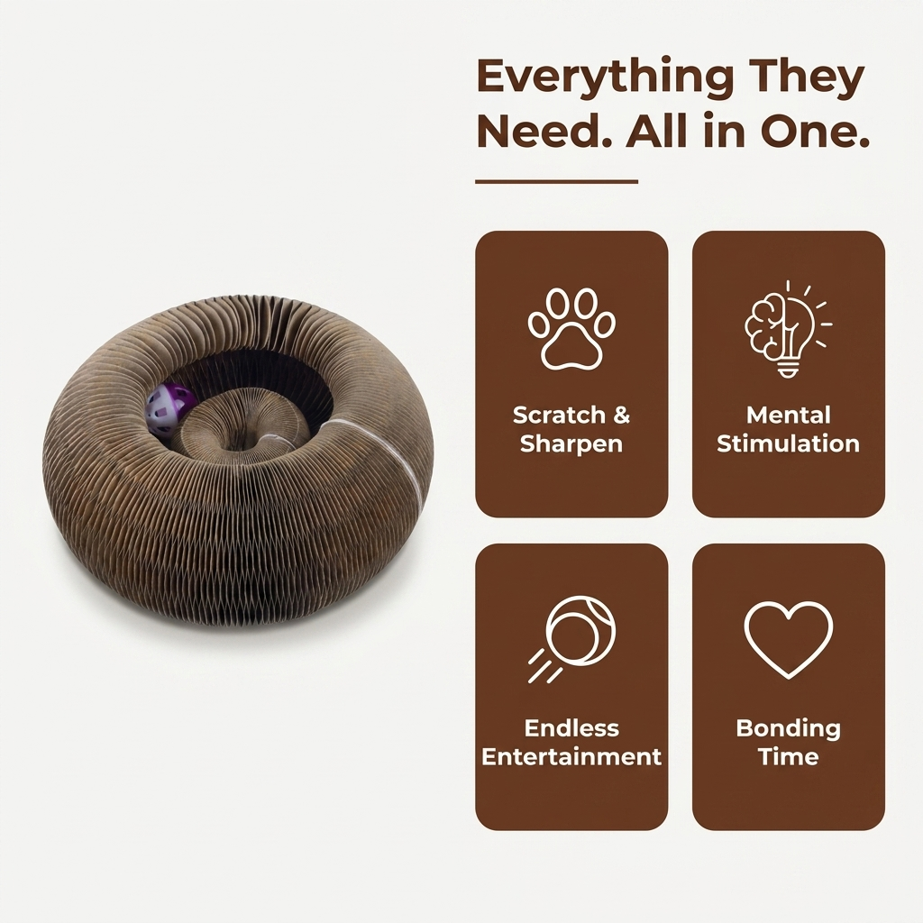 Everything They Need All in One infographic listing scratch, sharpen, rest, and bond features.