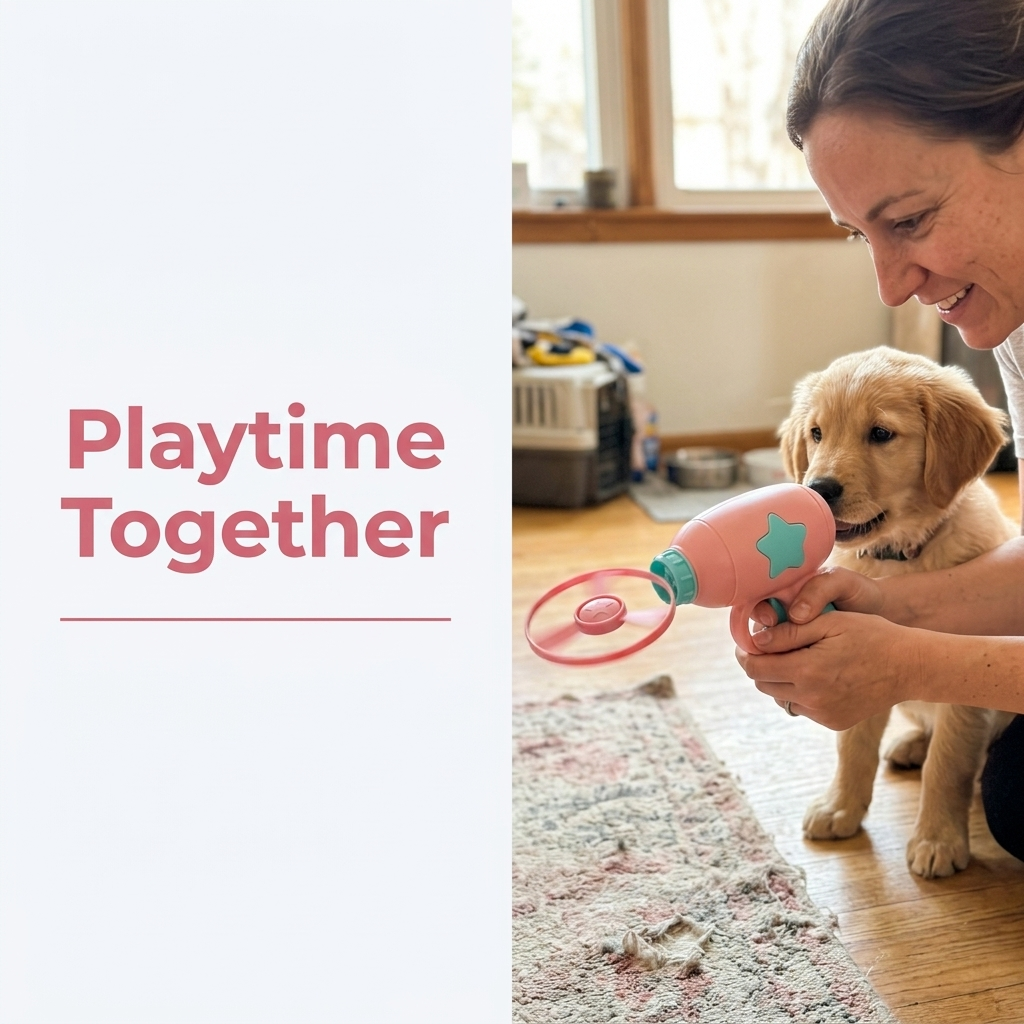 Playtime together with mini flying disc launcher toy