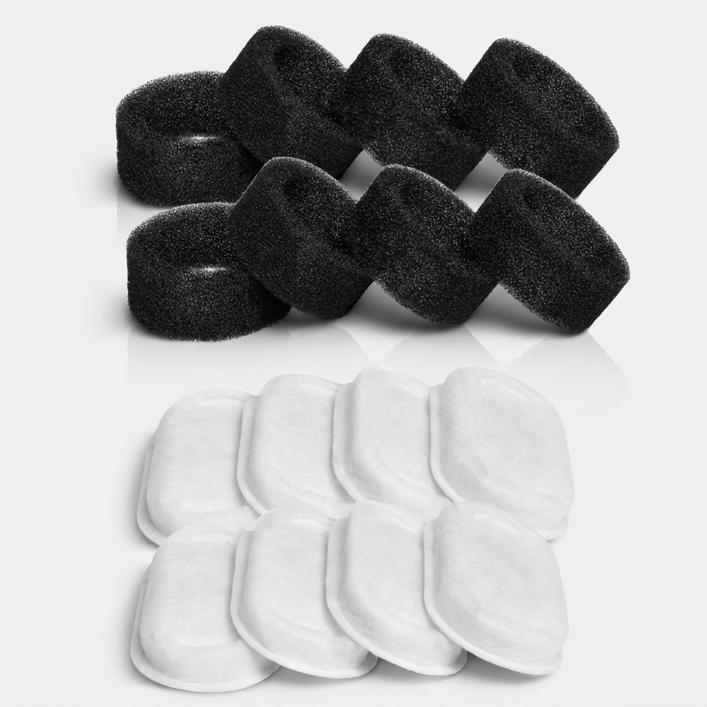 Replacement filter set for pet water fountain, 8 foam pre-filters and 8 cotton filters