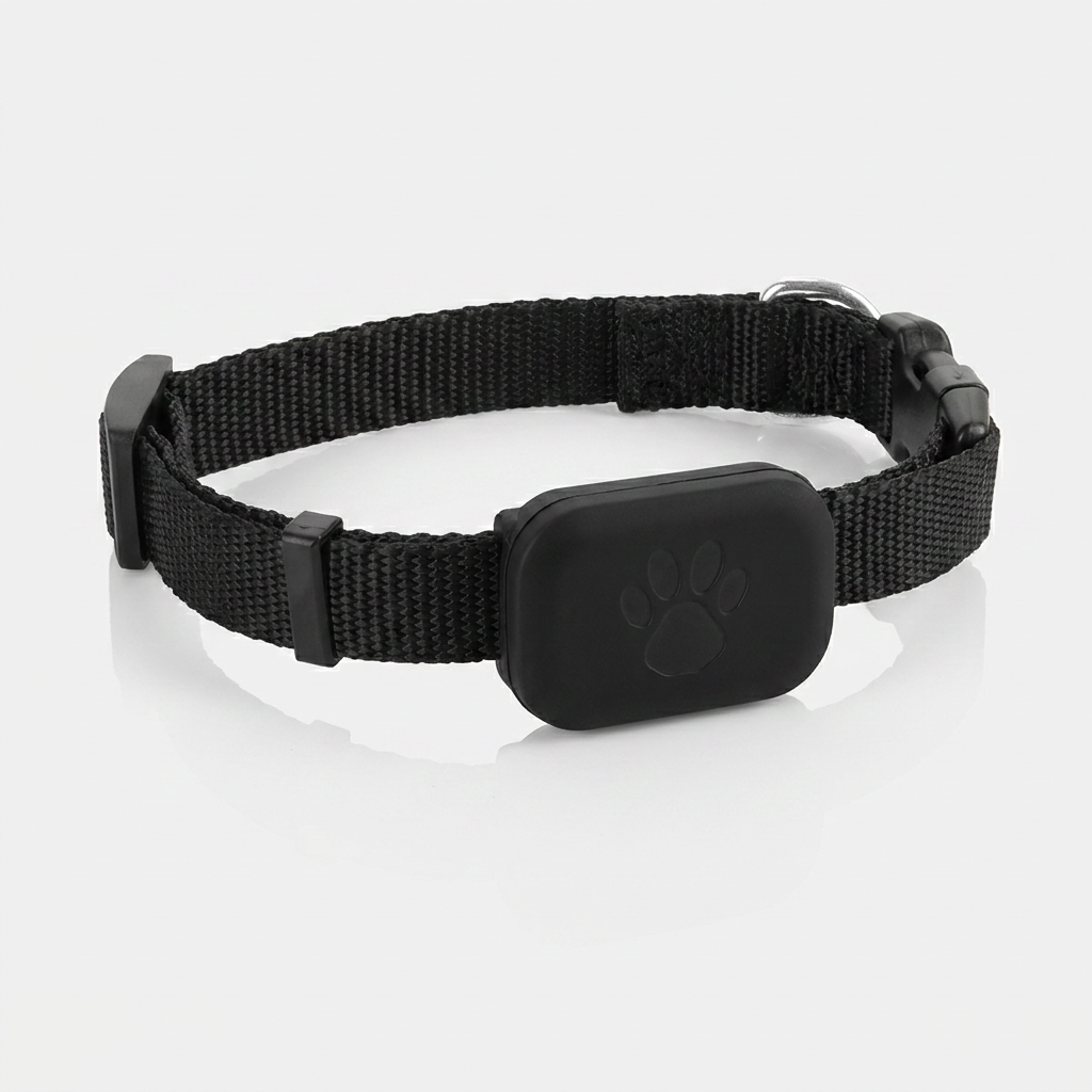 Black waterproof GPS tracker collar for pets