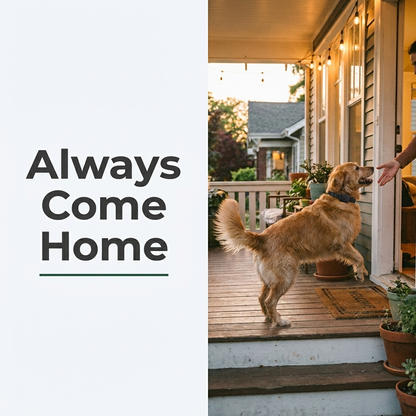 Dog with GPS tracker collar returning home, always come home