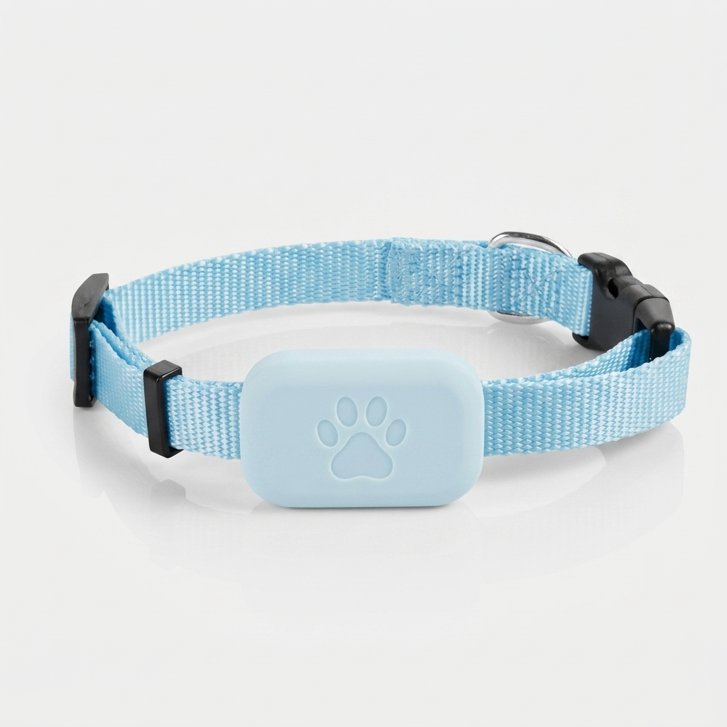 Blue waterproof GPS tracker collar for pets