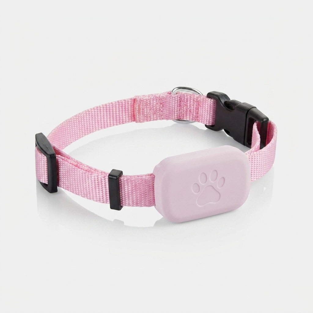 Pink waterproof GPS tracker collar for pets