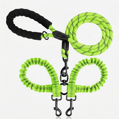 Double Dog Leash Reflective No Tangle Nylon Coupler