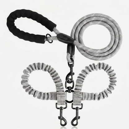 Double Dog Leash Reflective No Tangle Nylon Coupler