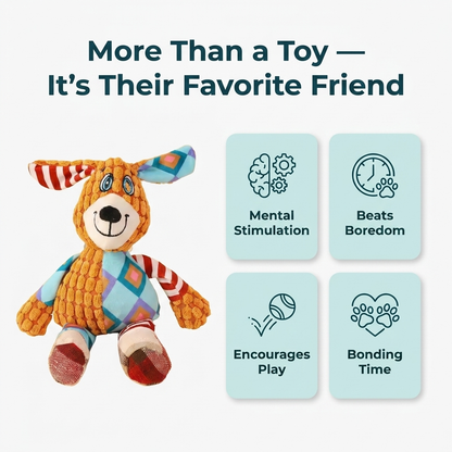 Infographic titled More Than a Toy highlighting benefits like mental stimulation, beating boredom, encouraging play, and bonding time.