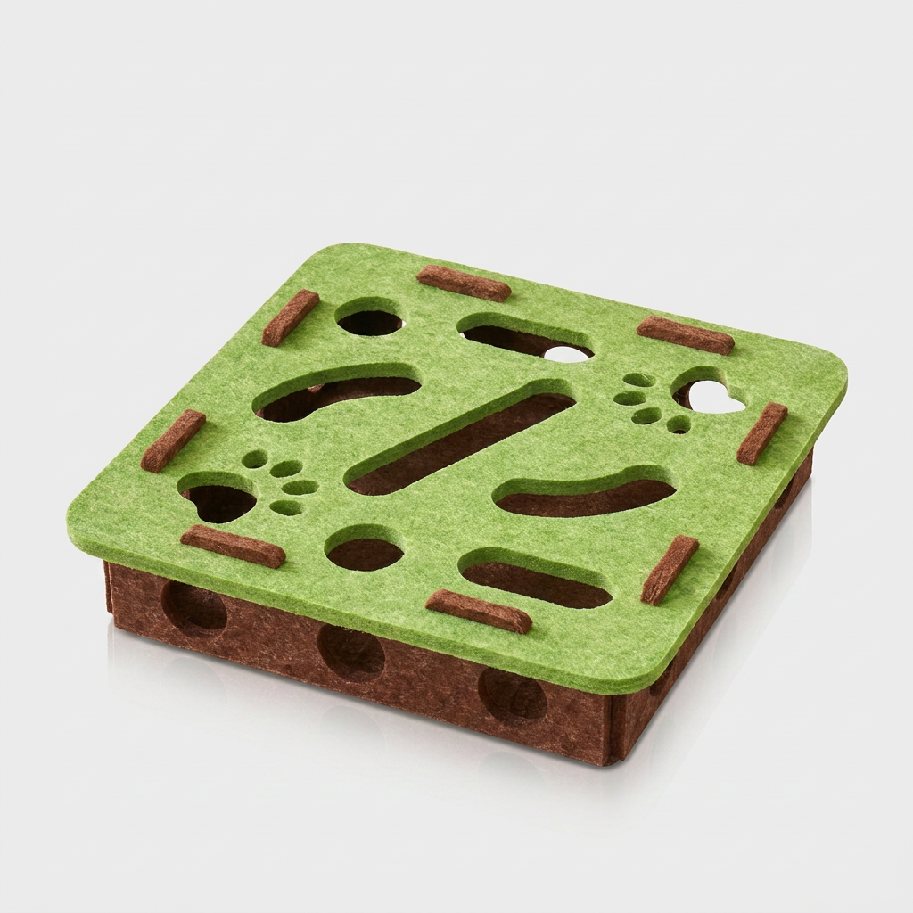 Interactive Cat Puzzle Feeder Toy - Green Square