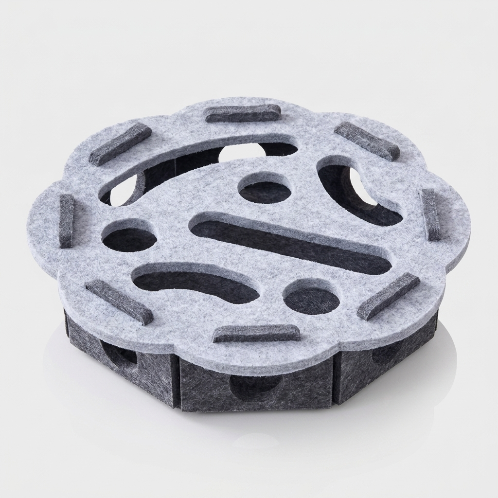 Interactive Cat Puzzle Feeder Toy - Grey Round