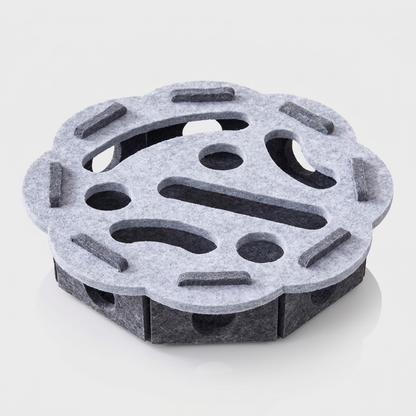 Interactive Cat Puzzle Feeder Toy - Grey Round