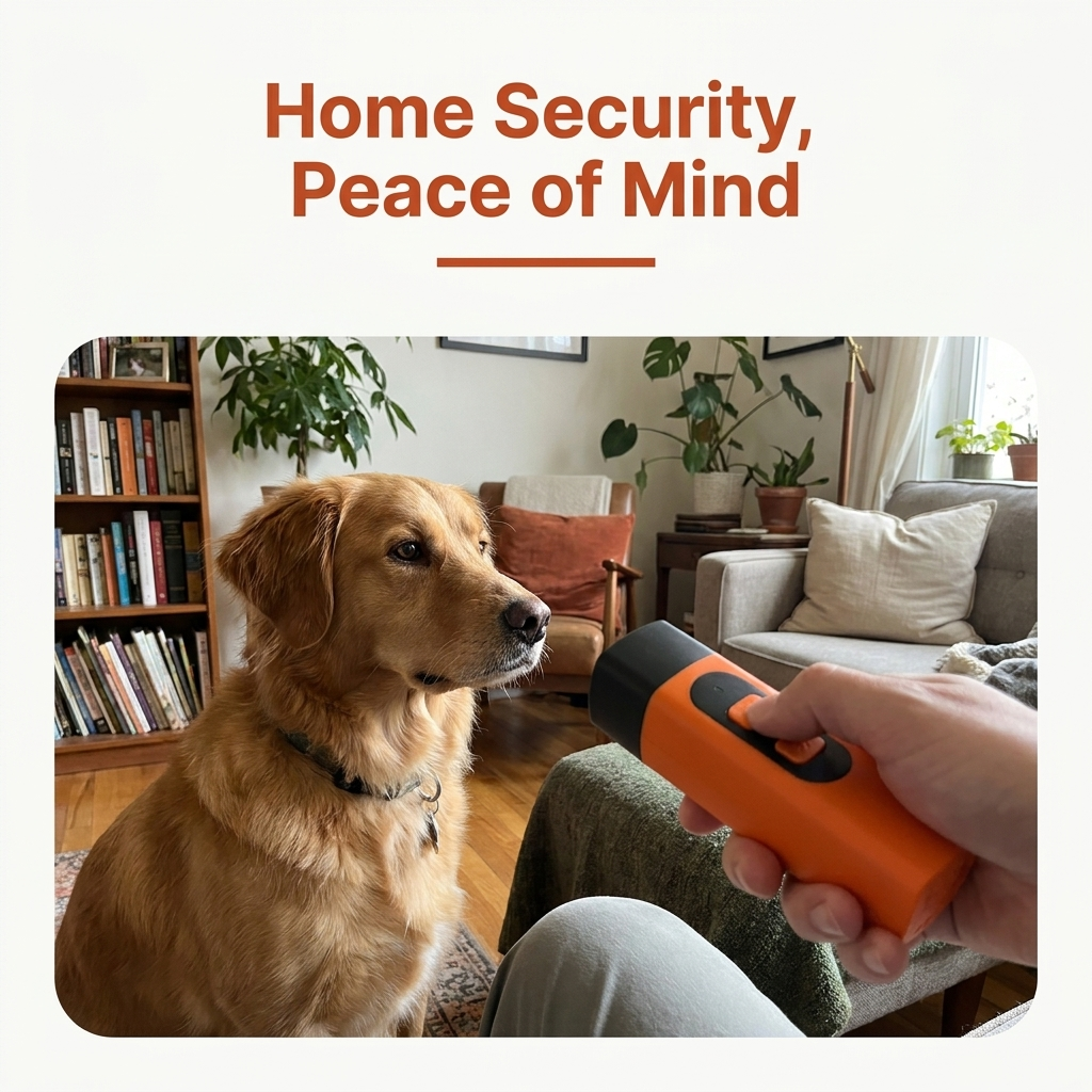 Dog Barking Deterrent infographic - Home Security, Peace of Mind