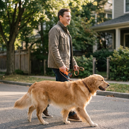 Dog Barking Deterrent lifestyle photo, man walking dog