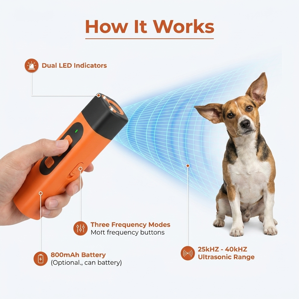 Dog Barking Deterrent infographic - How It Works