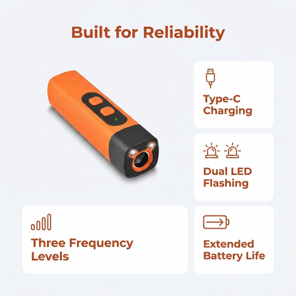 Dog Barking Deterrent infographic - Built for Reliability