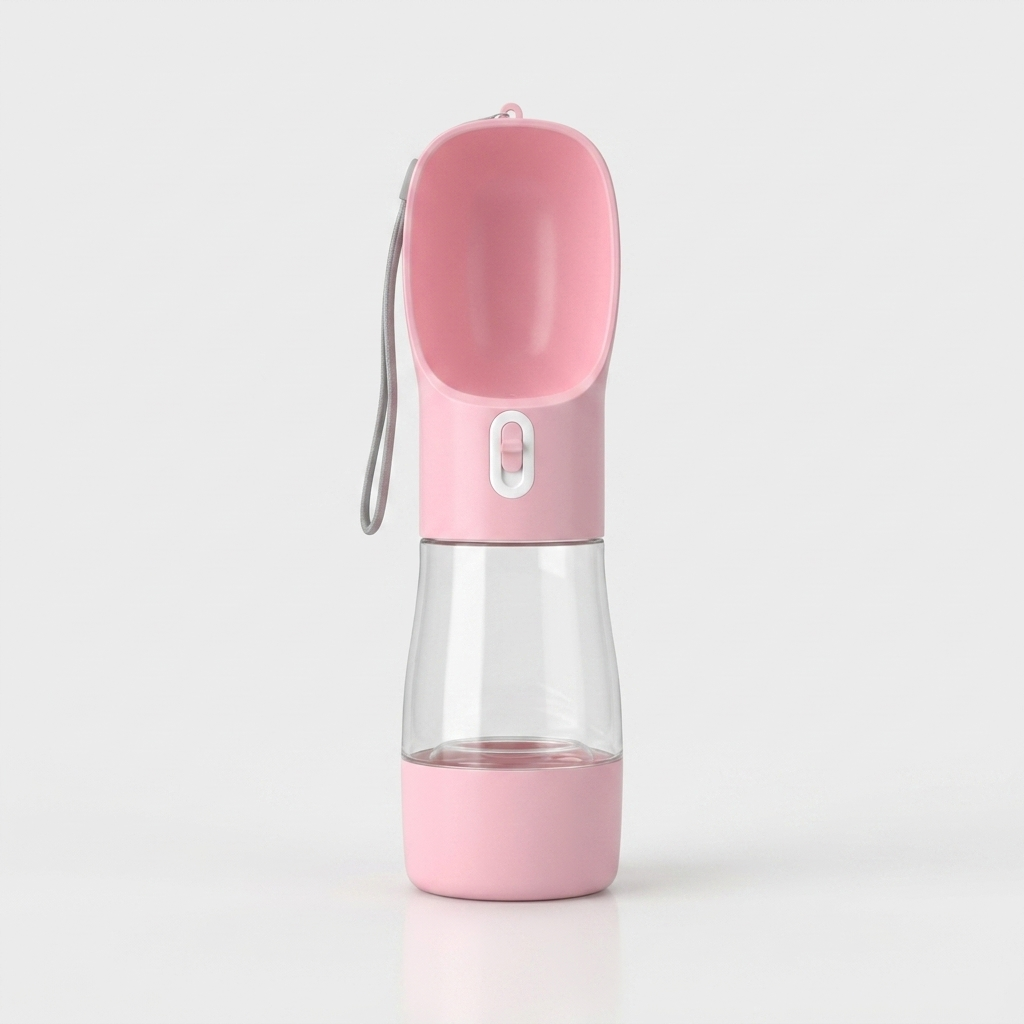 Portable dog water bottle, pink