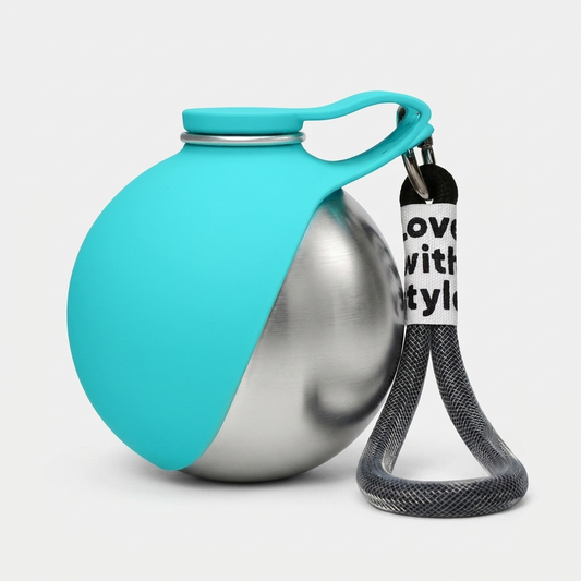 Portable Dog Water Bottle with Removable Silicone Bowl - Blue