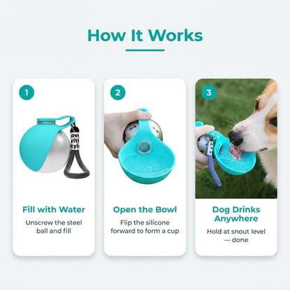 Dog Water Bottle infographic - How It Works
