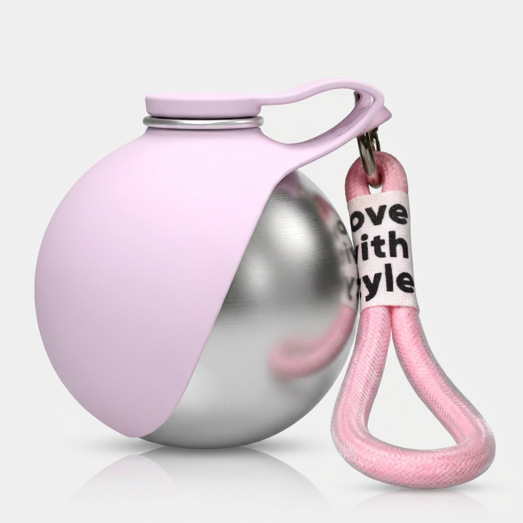 Portable Dog Water Bottle with Removable Silicone Bowl - Pink