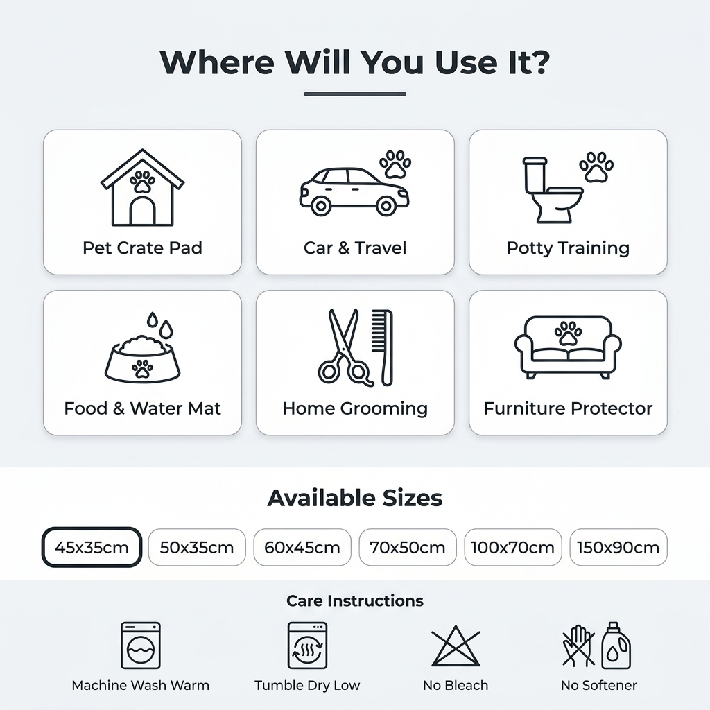 Dog Pee Pad Blanket infographic - Where Will You Use It