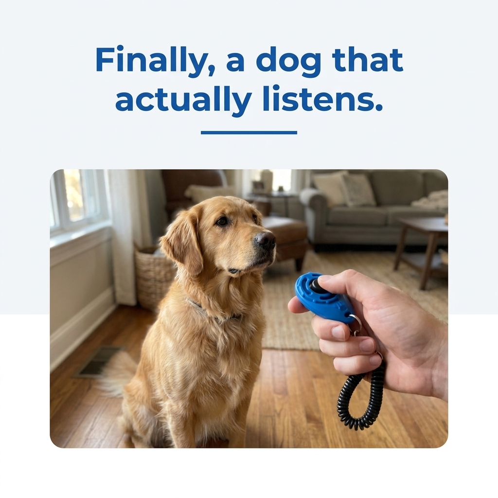 Dog Training Clicker in use with puppy