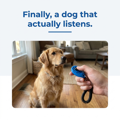 Dog Training Clicker in use with puppy