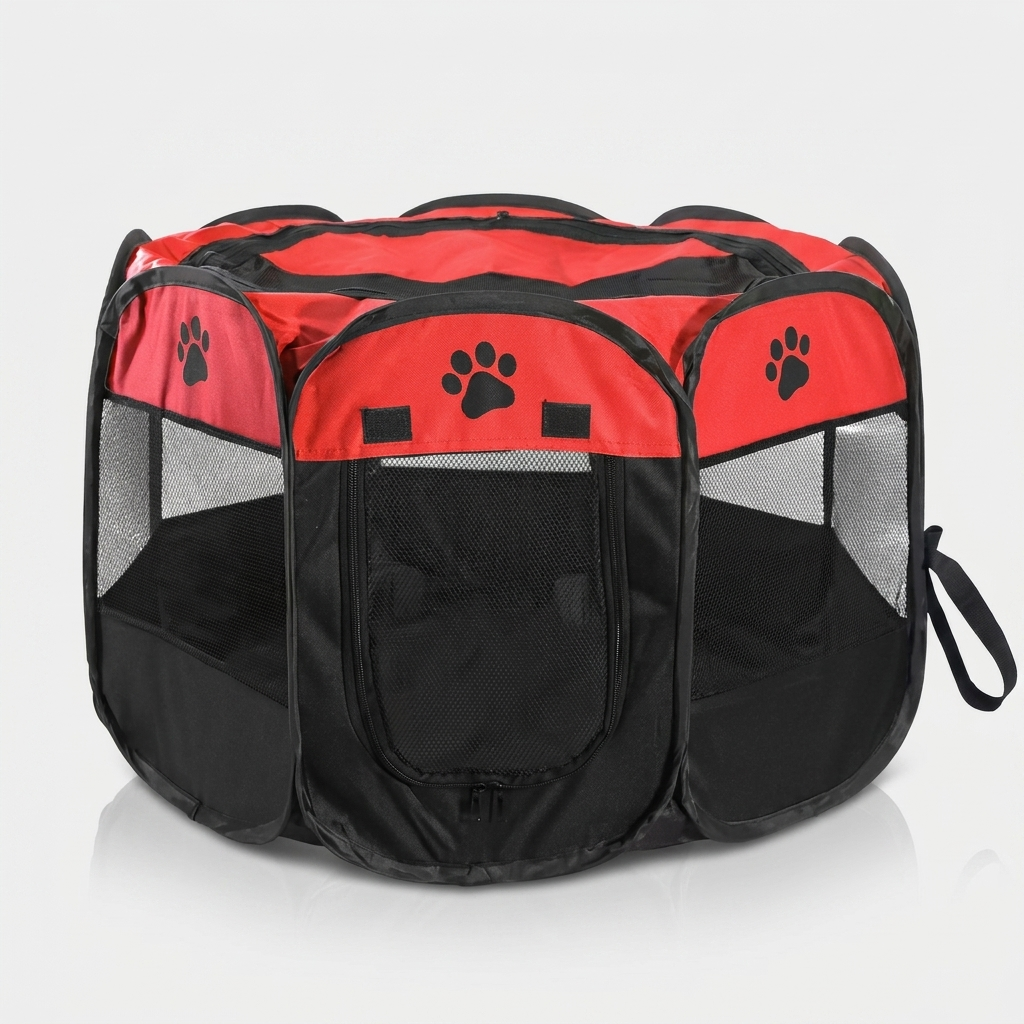 Foldable Portable Pet Playpen Tent - Red