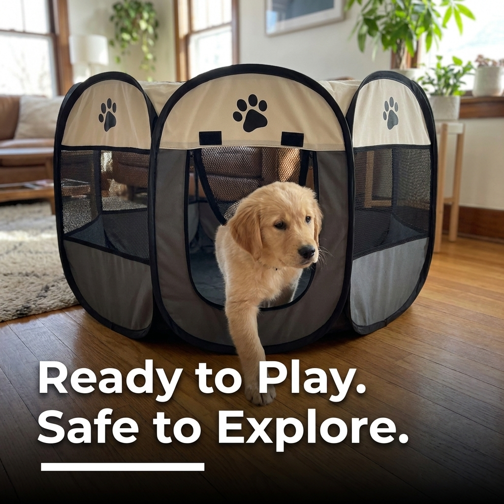 Foldable Portable Pet Playpen Tent - Lifestyle