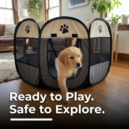 Foldable Portable Pet Playpen Tent - Lifestyle