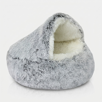 Cozy Plush Pet Cave Bed - Black