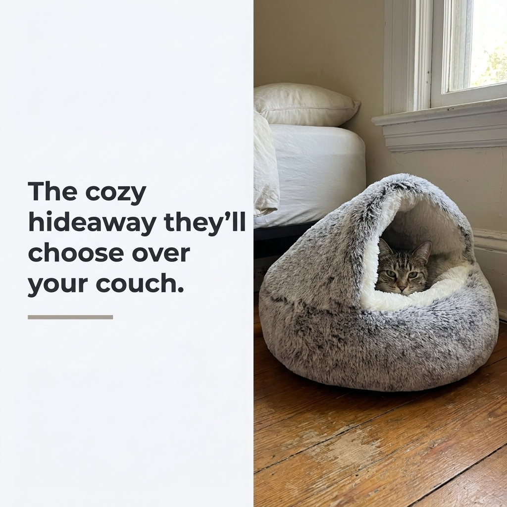 Cozy Plush Pet Cave Bed - Lifestyle