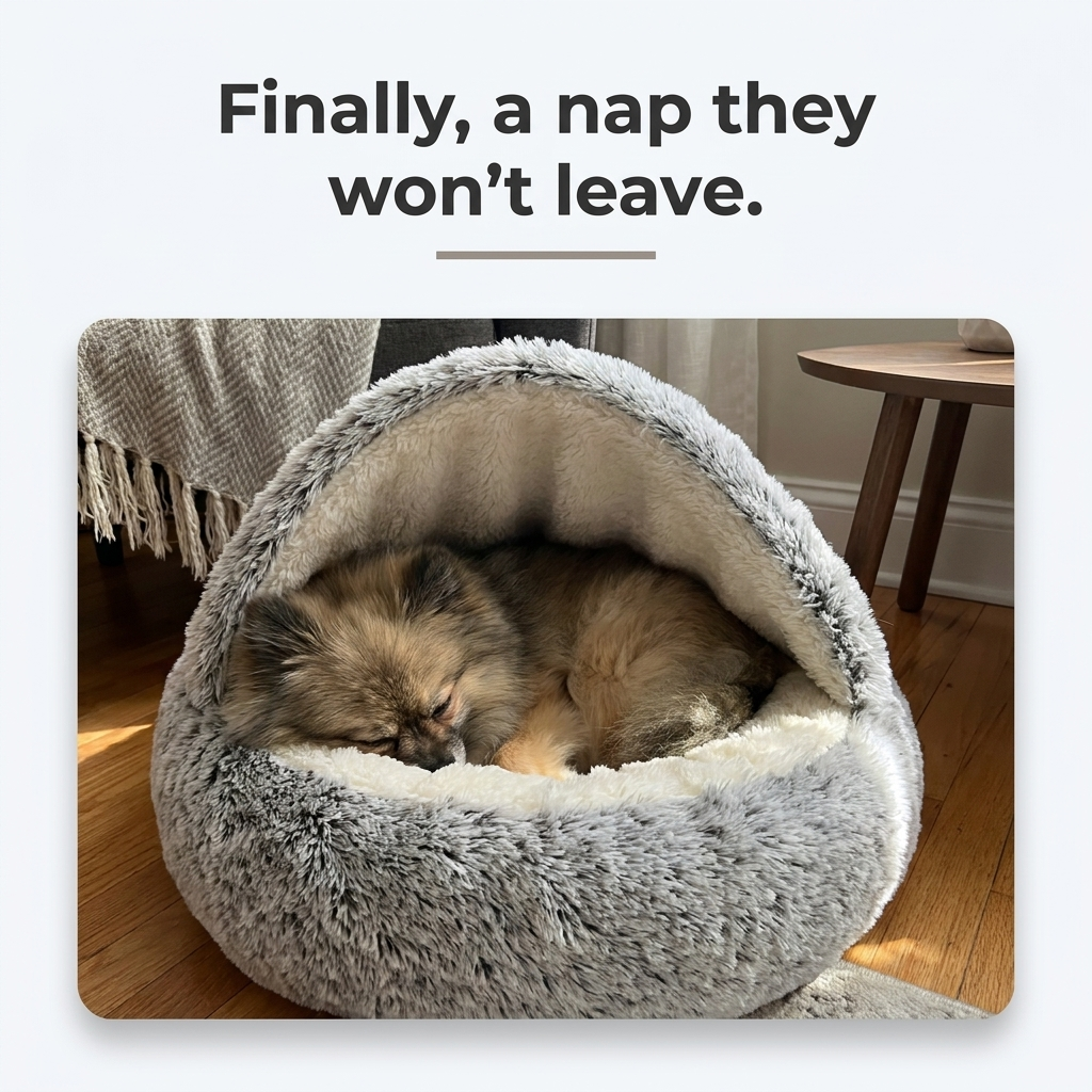 Cozy Plush Pet Cave Bed - Lifestyle