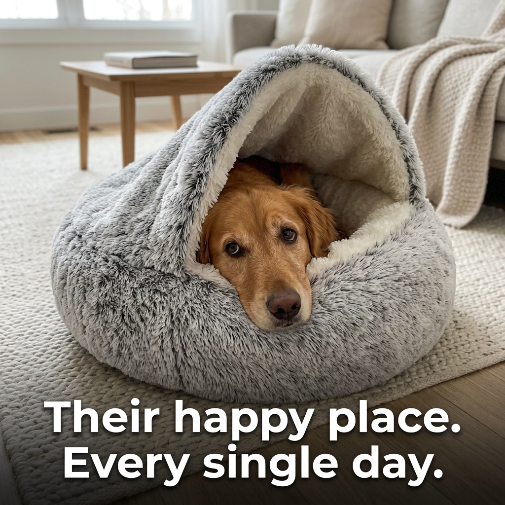 Cozy Plush Pet Cave Bed - Lifestyle