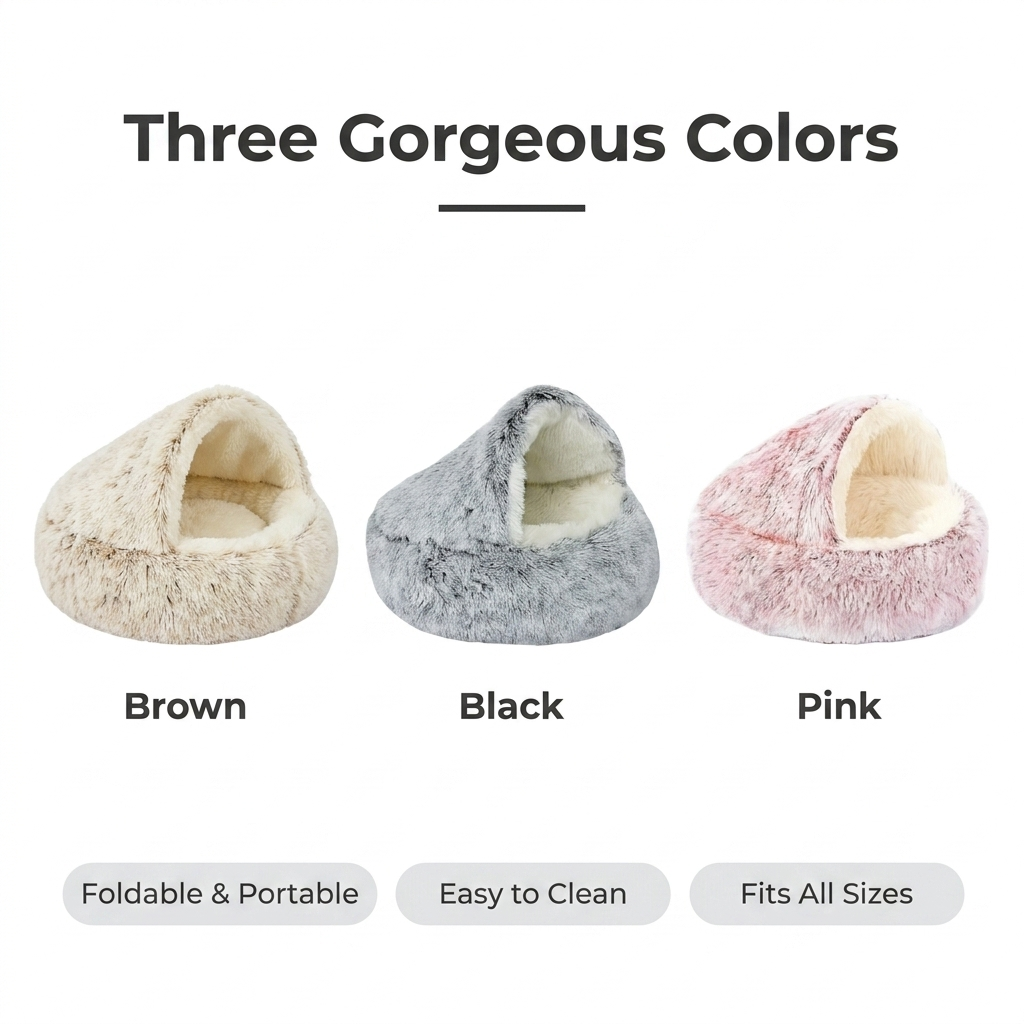 Cozy Plush Pet Cave Bed - Colors