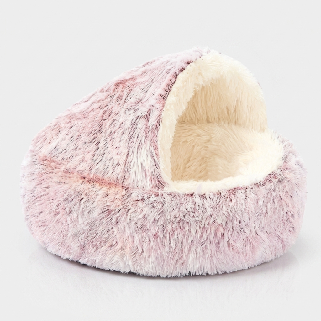 Cozy Plush Pet Cave Bed - Pink