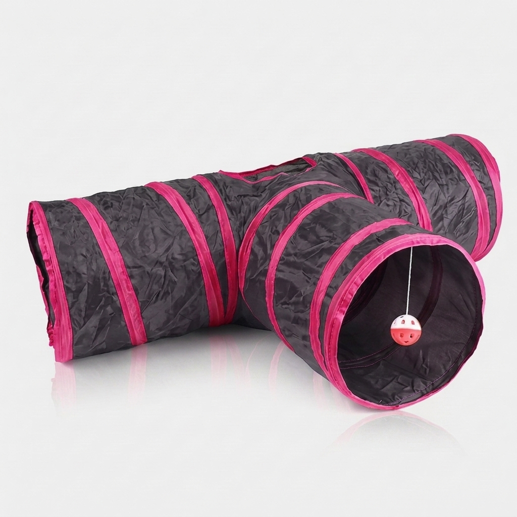 Foldable Cat Play Tunnel - Meihong pink T tunnel